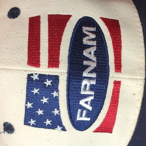 Vintage KC Farnam Men's Blue/Off-White Snapback Trucker Hat. - Picture 5 of 9